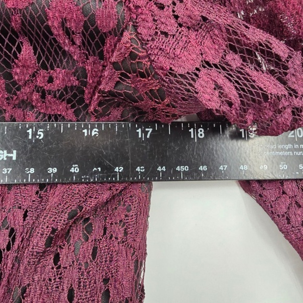 Cybill Stewart Vintage Lace Party Dress Cocktail Fit & Flare Maroon Black 80s - Picture 11 of 13